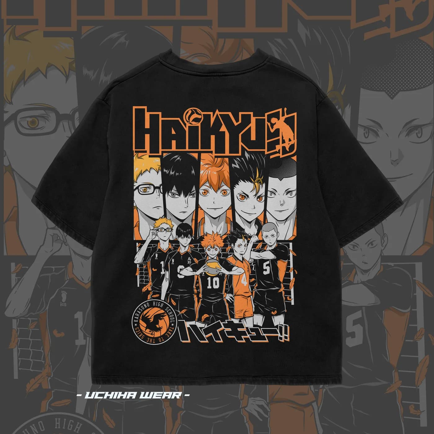 Karasuno Haikyuu Shirt (Black), back view