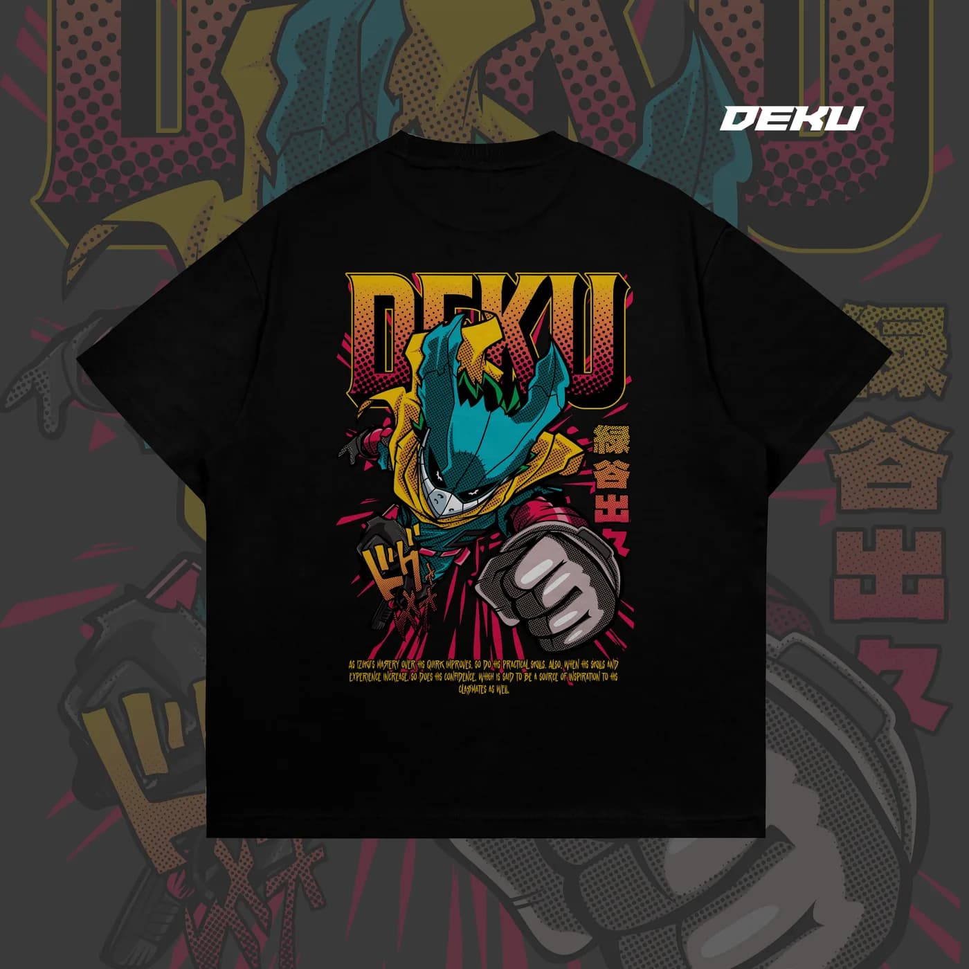 My Hero Academia Deku Shirt (Black), back view