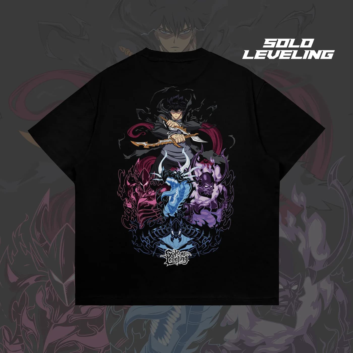 Solo Leveling Tshirt (Black), back view
